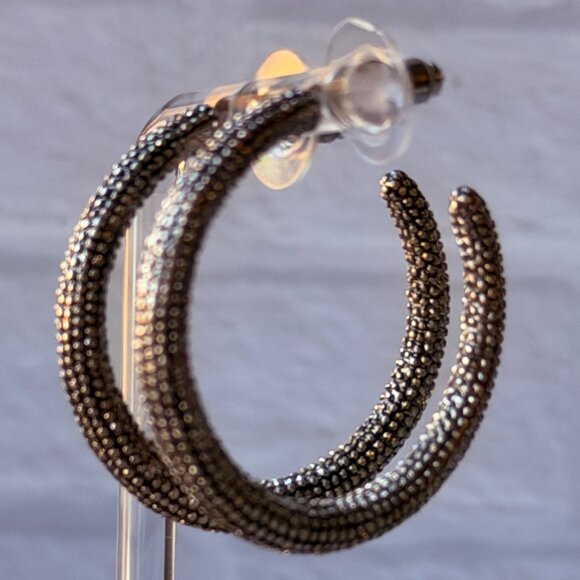 Vintage Chico’s Textured Silver Hoop Earrings Y2K Large Statement Unworn - Picture 8 of 14